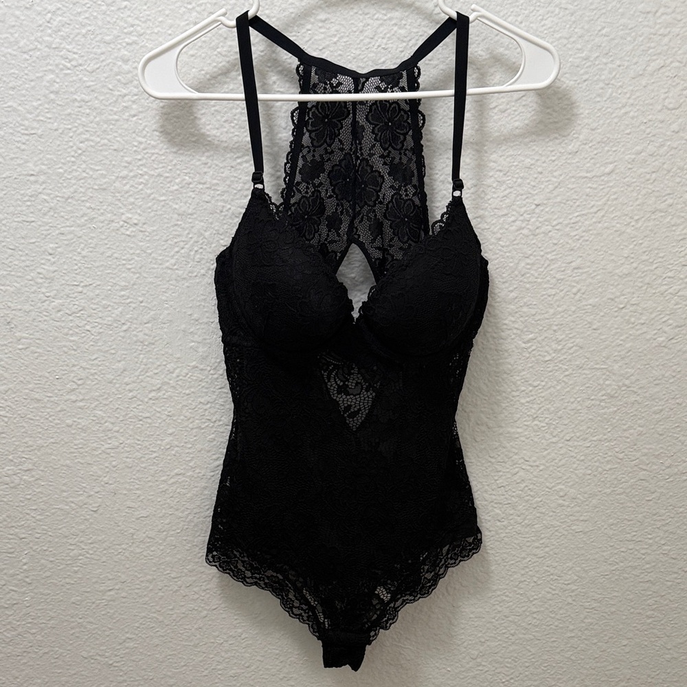 H&M Black Lace Bodysuit Size 10